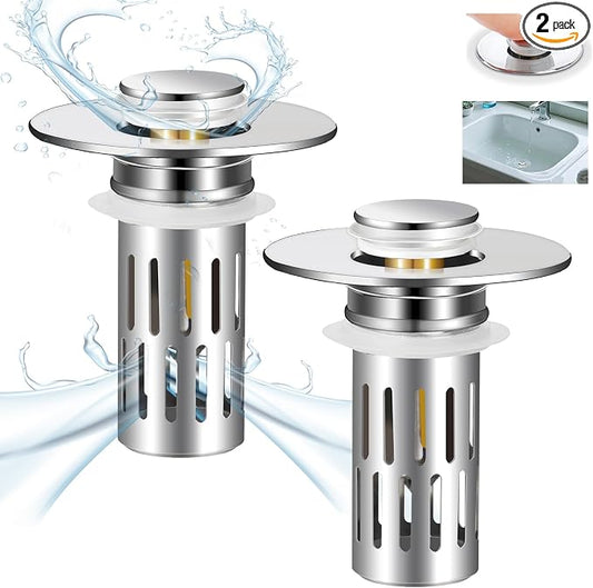 2 Pack Bathroom Sink Stopper for 1.06-1.50in, Universal Bathroom Sink Drain Pop by Unknown