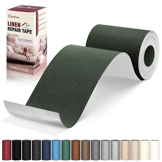 Linen Repair Tape 4x79 inch, Self Adhesive Fabric Patches, Linen Patch Tape Kit by Cahomo