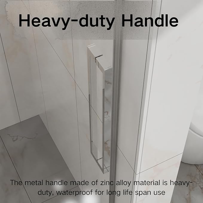 Frameless Shower Door 60" W x 72" H, 1/4" Clear Tempered Glass, Sliding Design - Image 3