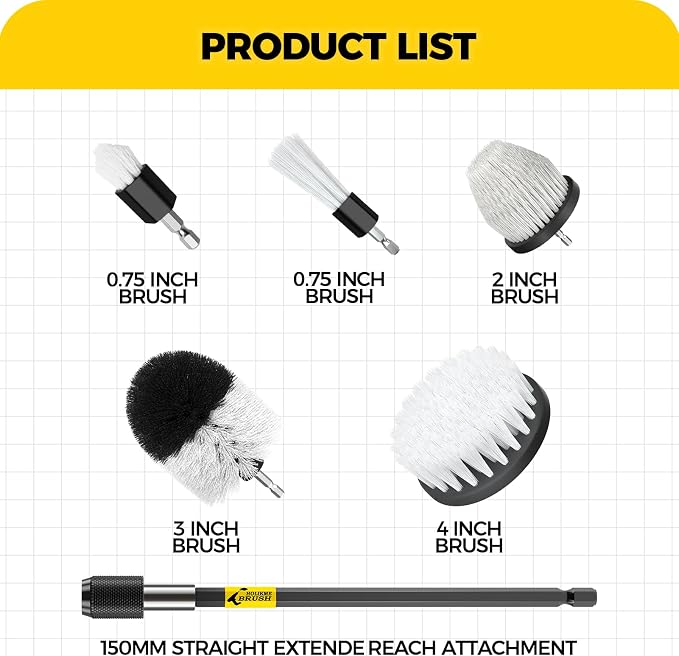 Holikme 7Pack Drill Brush Attachment Set-Car Interior Detailing Kit，Power - Image 5