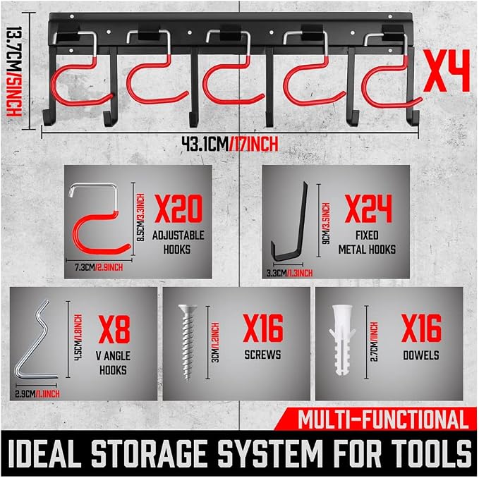 SEDY 68" All Metal Garden Tool Organizer Hooks - Image 6