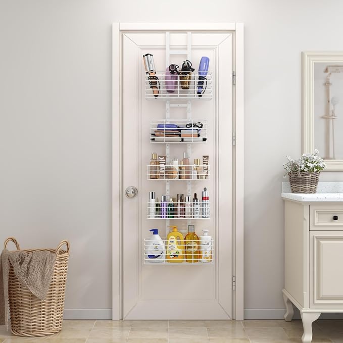 5-Tier Over The Door Organizer Bathroom Shelves Hair Tool Organizer - Image 7