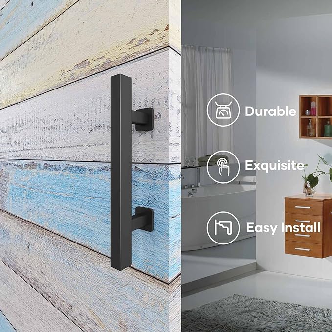 EaseLife 2 Pack 12" Sliding Barn Door Handles and Pulls Hardware, Rustic Double - Image 4