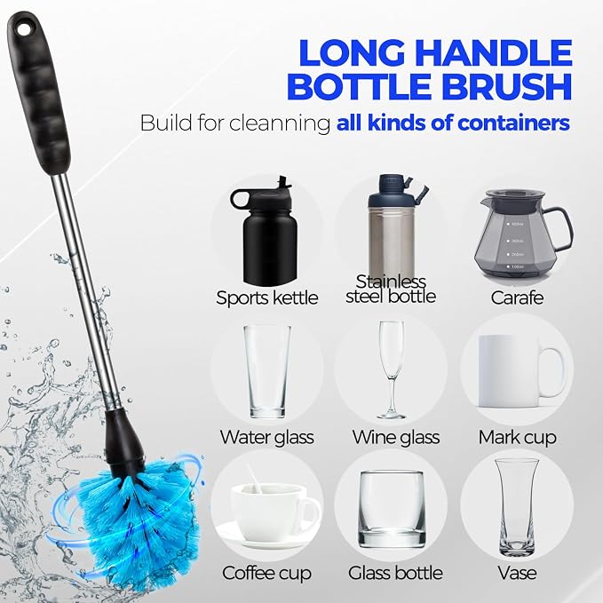 Holikme 6 Pack Brush Set, 3 Straw Brushes, 4-in-1 Cleaning Brush - Image 2