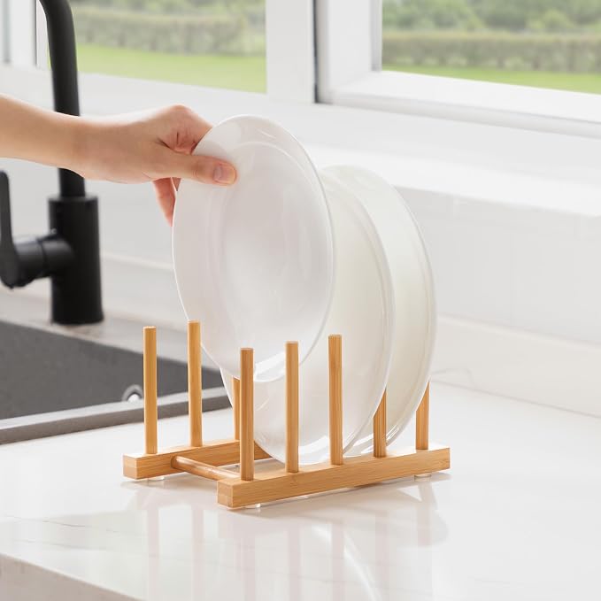 Bamboo Dish Drying Rack for Kitchen Counter and Cabinet, - Image 7