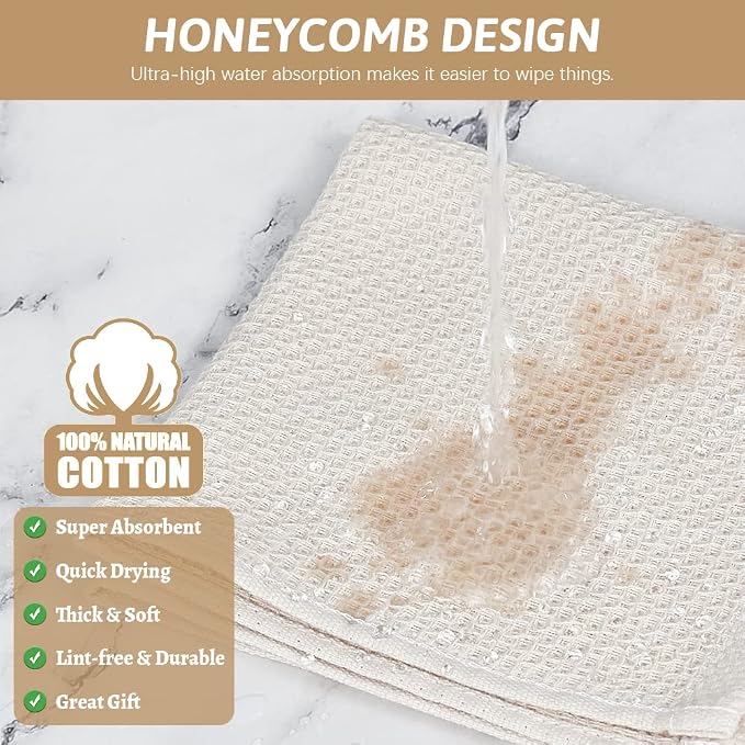 Nialnant 6 Pack 100% Cotton Waffle Weave Kitchen Towels, Soft and Absorbent - Image 4