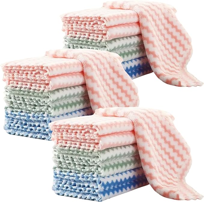 21 Pack Super Absorbent Dish Cloths Coral Velvet Microfiber Kitchen Towels by Unknown
