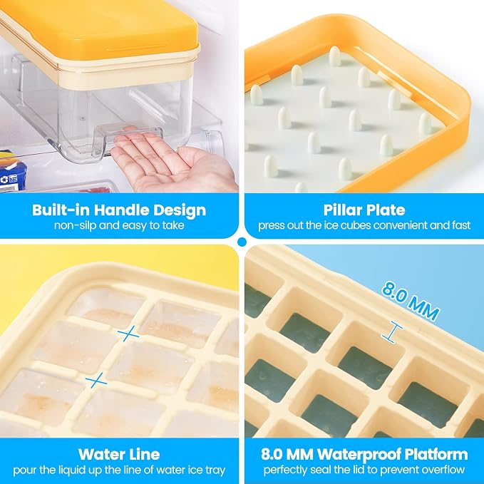 PHINOX Ice Cube Tray with Lid and Bin, Ice Trays - Image 3
