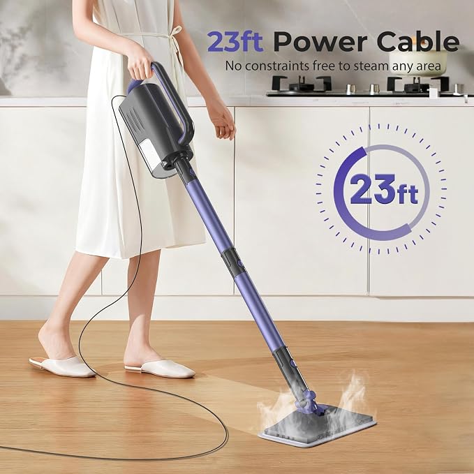 Steam Mop, Steam Cleaner with Large-Capacity Water Tank, 2 Washable Pads - Image 3