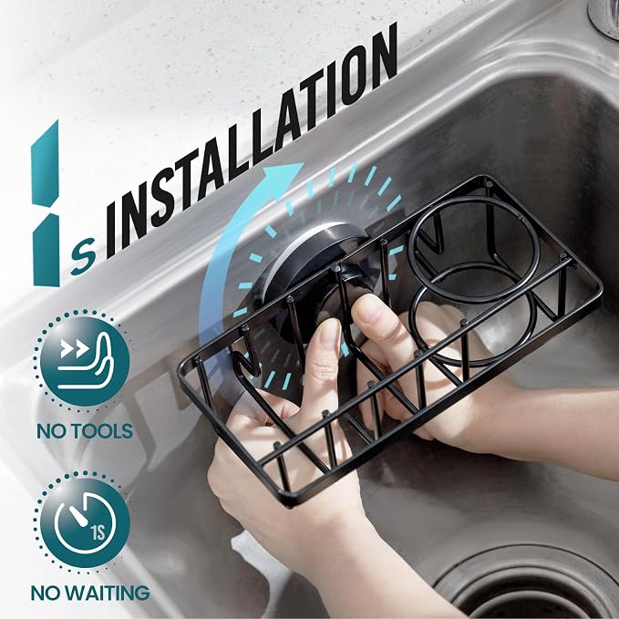 TAILI Sponge Holder with Strong Suction Cup, 4-in-1 Rustproof Sink Organizer - Image 3