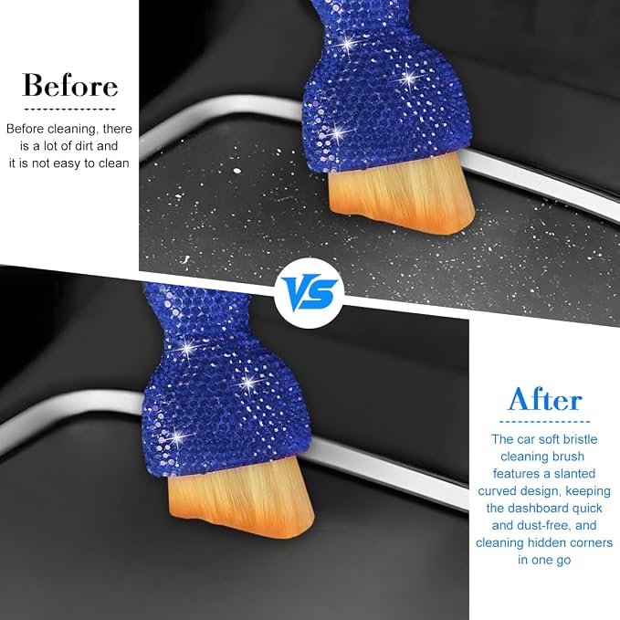 Bling Car Detailing Brush, Crystal Rhinestone Non-Scratch Vehicle Cleaning Dust - Image 5