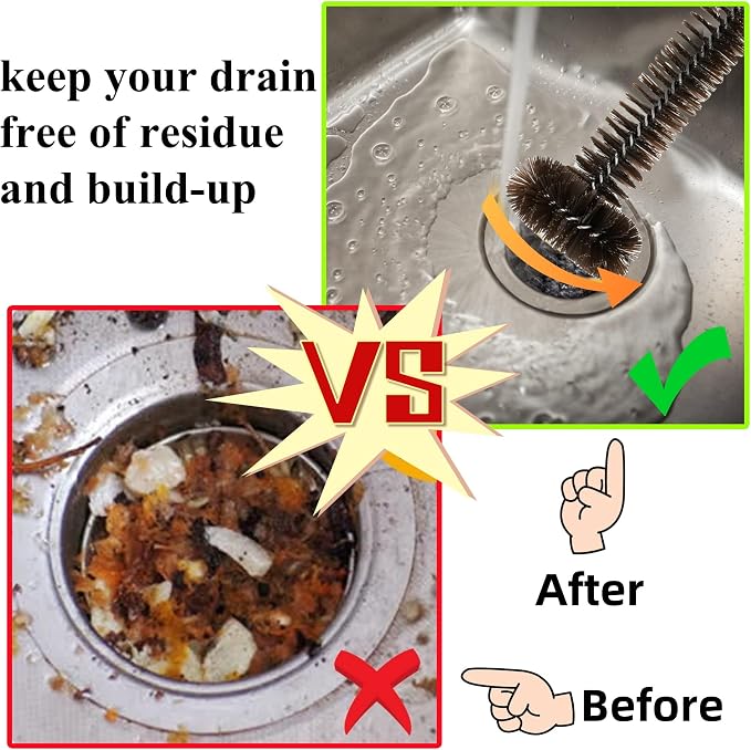 2 Pack Garbage Disposal Cleaner Brush 15" Extra Long Handle - Image 3