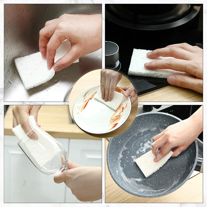 Zhengmy 100 Pieces Sponges Kitchen Compressed Sponges Bulk Natural Dish Sponge - Image 5