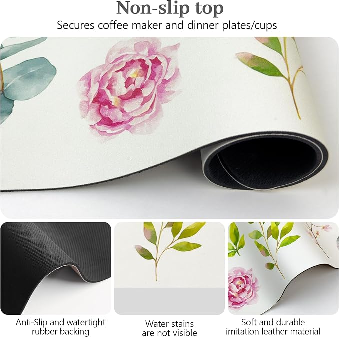Bloss Dish Drying Mat, 12.2"x19.7" Absorbent Coffee Bar Mat - Image 6