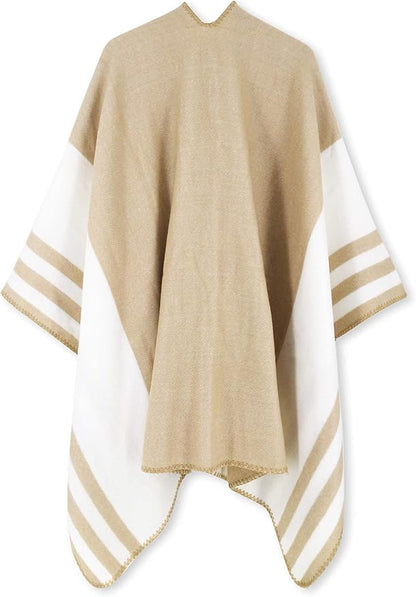 Moss Rose Women's Travel Plaid Shawl Wrap Open Front Poncho Cape for Fall Winter