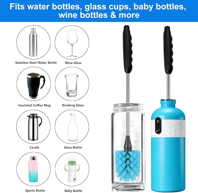 2 Pack Water Bottle Brush, 15-inch Long, Bottle Brush Cleaner, Bottle Scrubber - Image 5