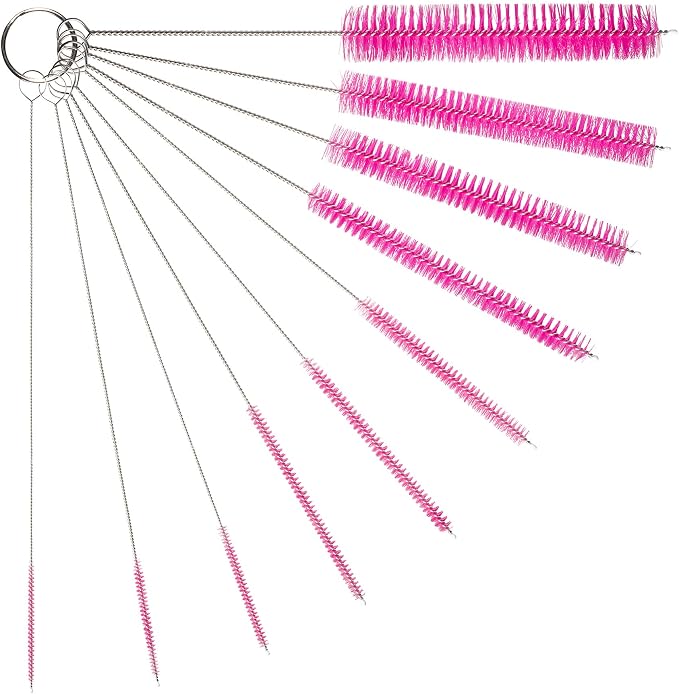 10" Tube Cleaning Brush Set, 10 Pack, Extra Long Nylon Straw Brushes by TheScoopie