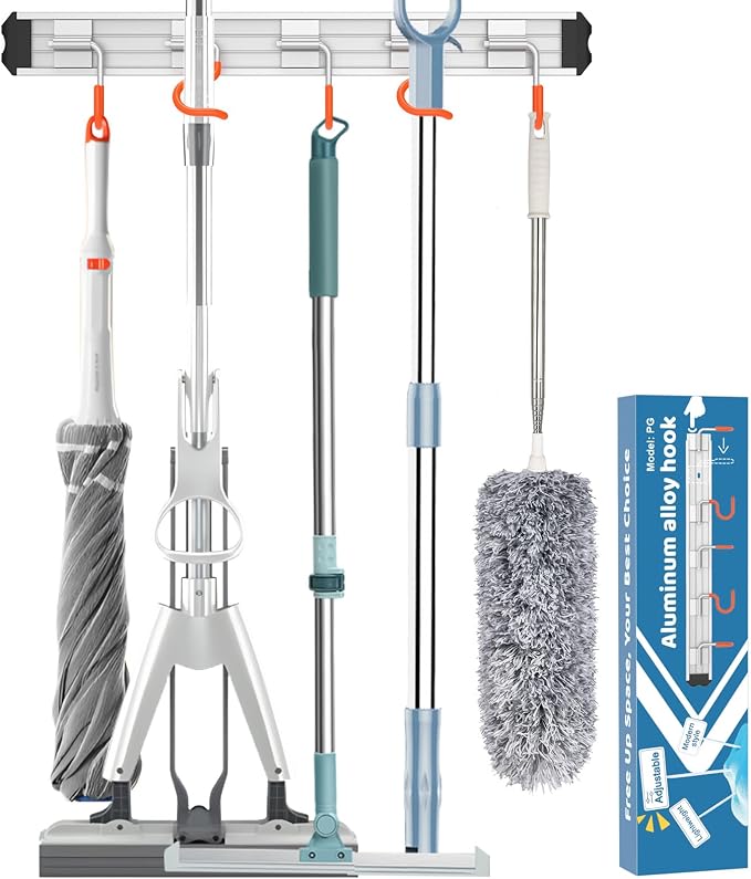 Mop and Broom Holder Wall Mount Garden Tool Rack Organizer, Modern Style by Paglipat