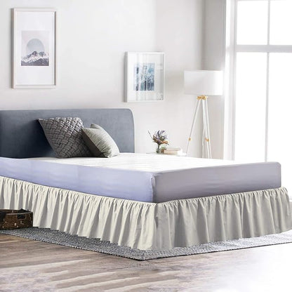 Ruffled Bed Skirt (King, Ivory) 18 Inch Drop Dust Ruffle with Platform, 100% Cotton 600 Thread Count Fabric, Gathered Styling, Available in All Bed Sizes and 23 Colors - Bedskirt
