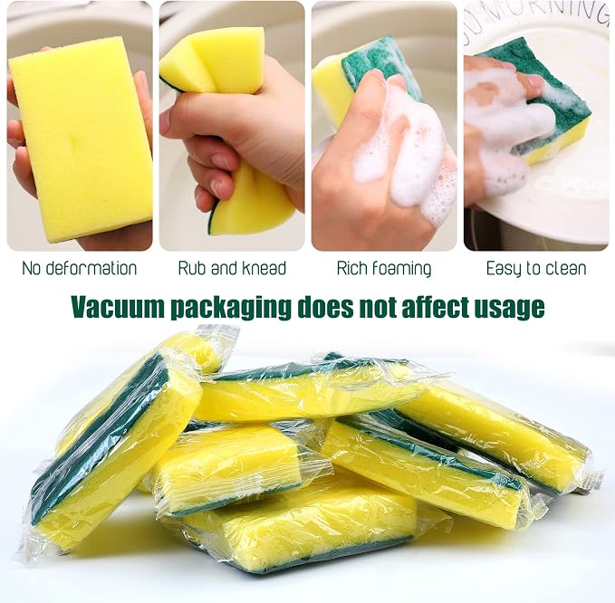 Tanlade 120 Pcs Individually Wrapped Sponge Dishwashing Sponge Bulk Non Scratch - Image 3