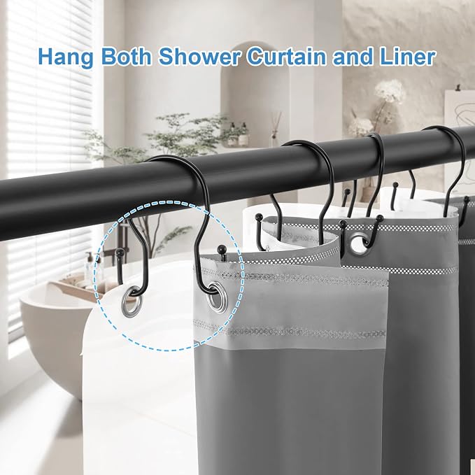 12 Pack Double Shower Curtain Hooks Rings, TENOVEL Double Sided Shower Curtain - Image 5