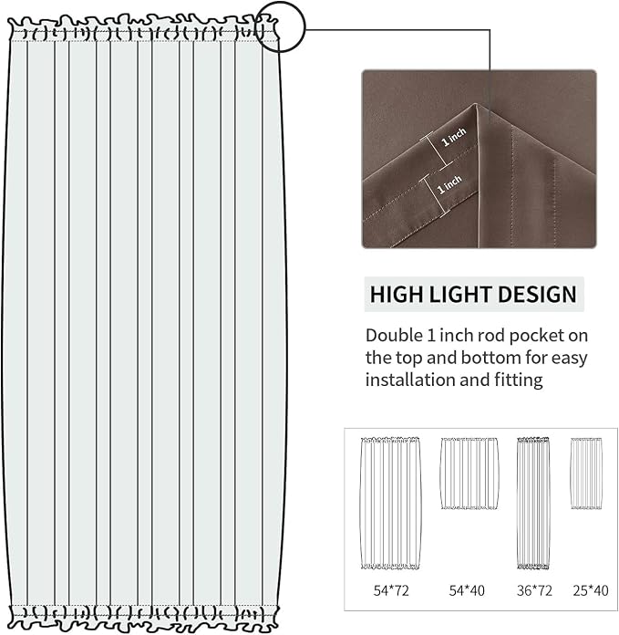 DWCN French Door Curtains – Rod Pocket Thermal Blackout Curtain - Image 3