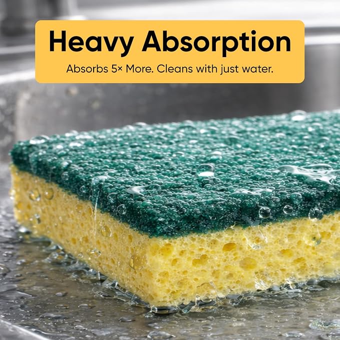 Kitchen Sponges for Washing Dishes, Non-Scratch Cellulose Dish Scrub Sponges - Image 6