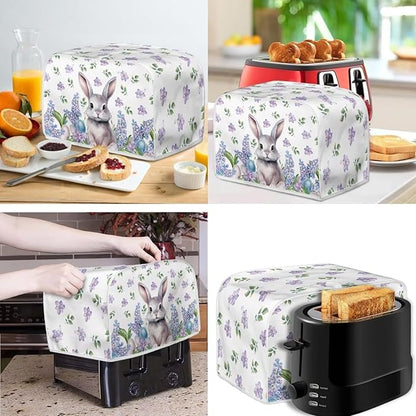 Easter Day Decoration Cute Rabbit Kitchen Appliance Covers Set - Washable Blender, Bread Maker, and 2 Slice Toaster Dust Cover Accessories - S