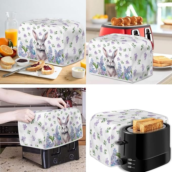 Easter Day Decoration Cute Rabbit Kitchen Appliance Covers Set Washable Kitchen Blender Dust Cover Bread Maker Toaster Cover 2 Slice Kitchen Accessories-L
