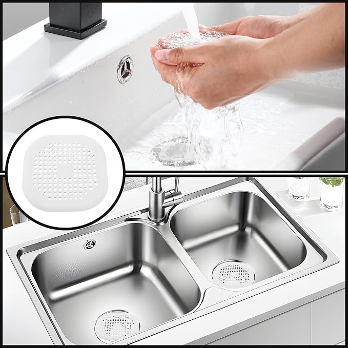 2 Pack 5.5 Inch / 140mm Drain Hair Catcher, Silicone Sink Drain Strainer Square - Image 7