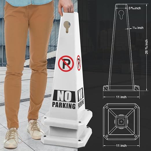 Plastic Traffic Cones, 4-Sided Message Cones, Road Safety Parking Cones - Image 2