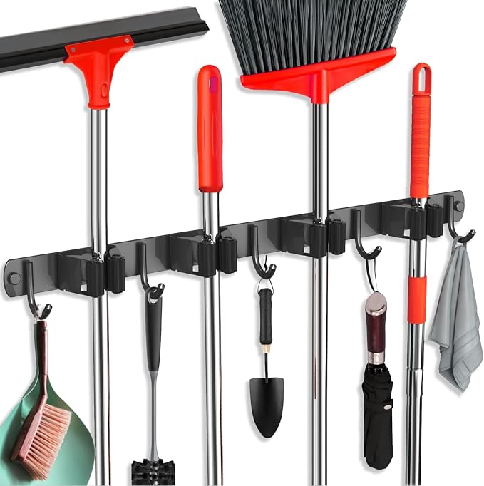 2 Pack Mop and Broom Holder Wall Mount, Upgraded Broom Hanger Wall Mount - Image 6
