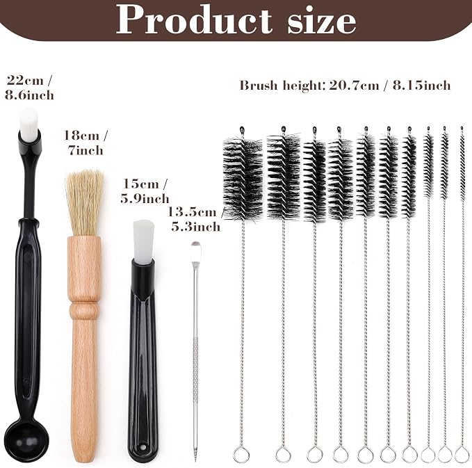 14 PCS Coffee Grinder Cleaning Brush Set, Espresso Machine Cleaning Brush Kit - Image 2
