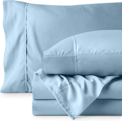 Bare Home Twin Sheet Set - 1800 Ultra-Soft Microfiber Twin Bed Sheets - Double Brushed - Deep Pockets - Easy Fit - Extra Soft - 3 Piece Set - Bedding Sheets & Pillowcases (Twin, Light Blue)