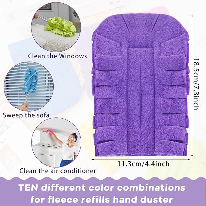 Zubebe 20 Pcs Duster Refill Reusable Fleece Duster Refills Feather Flat Dusters - Image 2