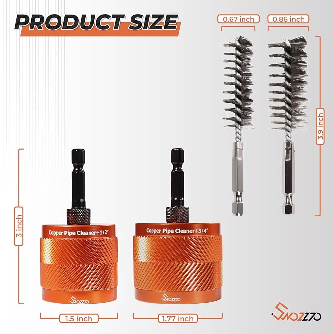 1/2" & 3/4" Metal Copper Pipe Cleaner Set, Include 4PCS Stainless Steel Wire - Image 7