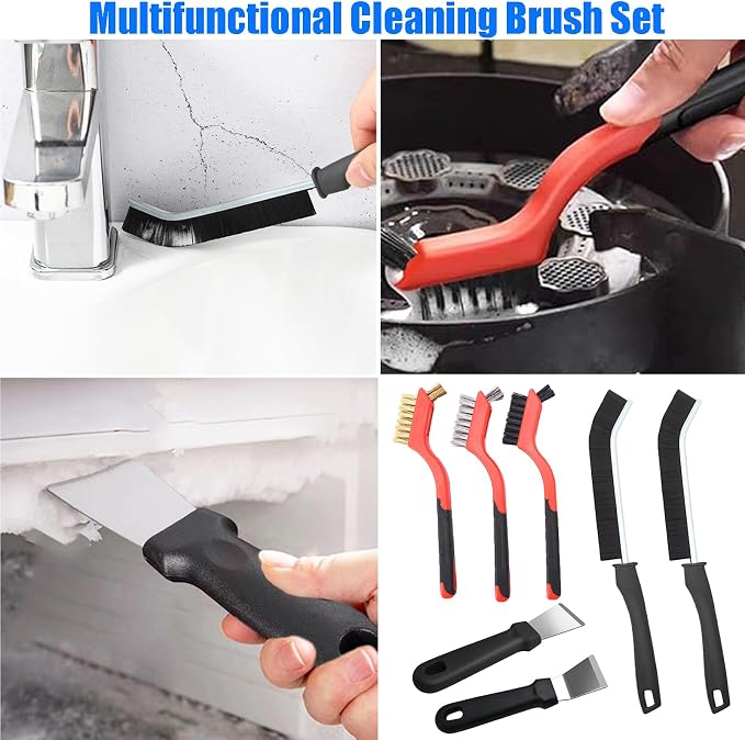 7 Pcs Hard Bristle Crevice Cleaning Brush Kitchen Stove Cleaning Brush Scraper - Image 5