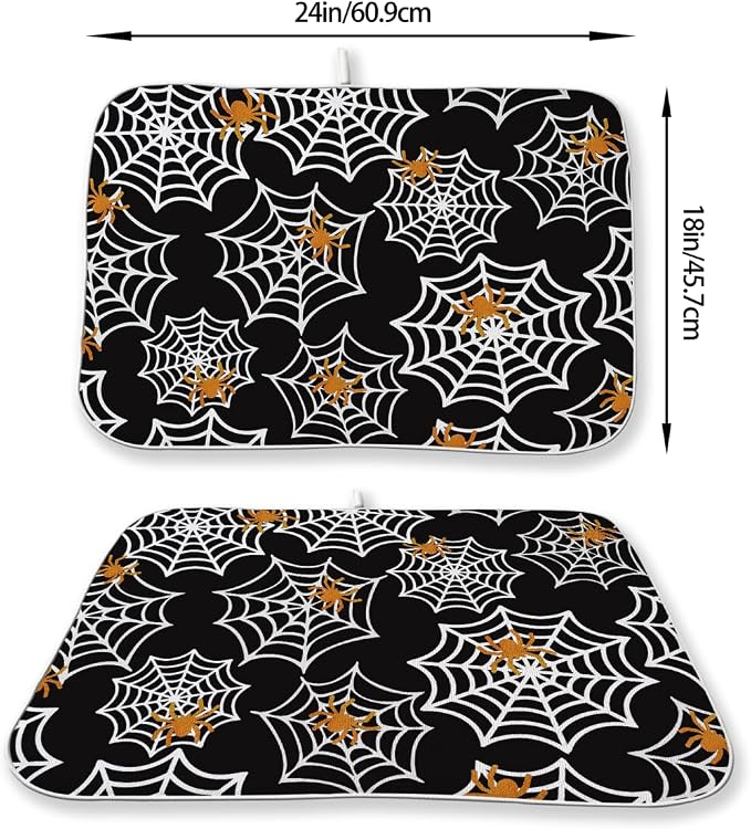 Halloween Dish Drying Mat 18 x 24 Inch Spider Web Drying Mat - Image 6