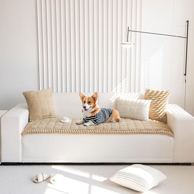 OTOB Couch Covers for 3 Cushion Sofa Pet Friendly, Plush Fuzzy Non Slip Sofa - Image 7
