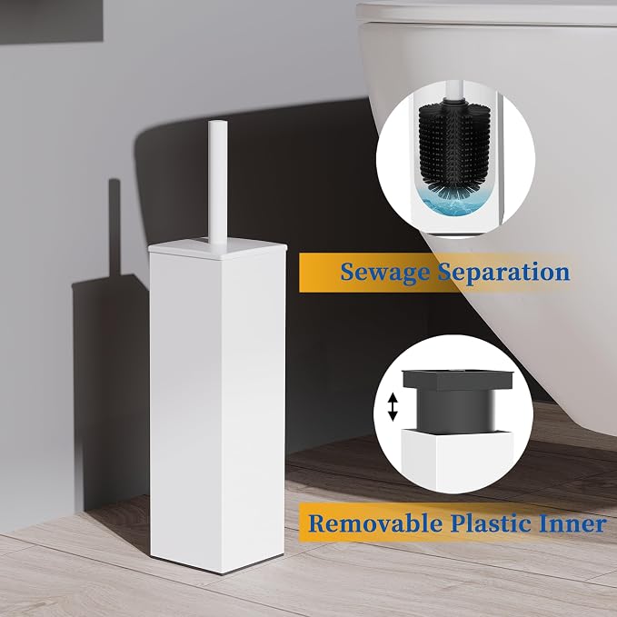 RUACQ Toilet Brush and Holder Set, Square Toilet Bowl Brush - Image 5