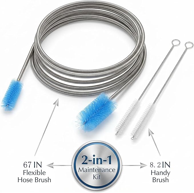 67" Flexible Drain Brush Set, Double Ended Long Hose Pipe Cleaner - Image 2