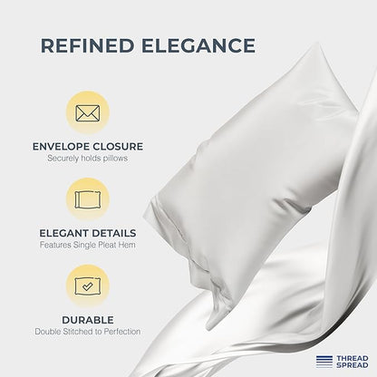 THREAD SPREAD 100% Egyptian Cotton Sheets California King Size - 1500 Thread Count 4 PC Cal King Sheets Egyptian Cotton, Cooling Sateen Sheet, High Thread Count Sheet California King - Light Grey