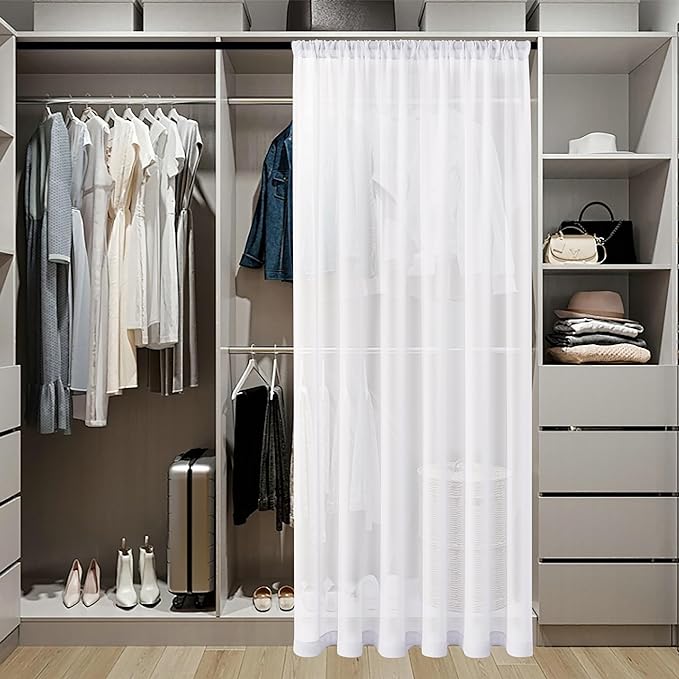 Tollpiz Short Sheer Door Curtains Closet Linen Textured Curtains Sheer Doorway - Image 3