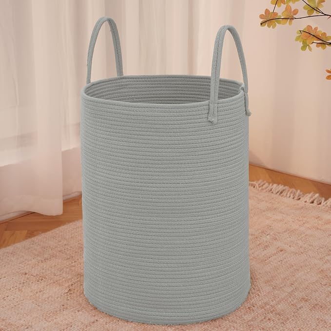 Large Woven Laundry Basket Hamper, 100L Cotton Rope Storage Bin by JMvicyroam