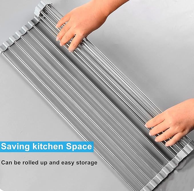Seropy Extra Large 20.5"x13.7" Roll Up Dish Drying Rack Over The Sink Dish - Image 2