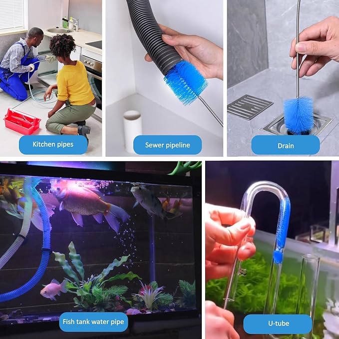 Drain Snake, Pipe Cleaners, Straw Brush, Toilet Bowl Cleaner, Long Bottle Brush - Image 7