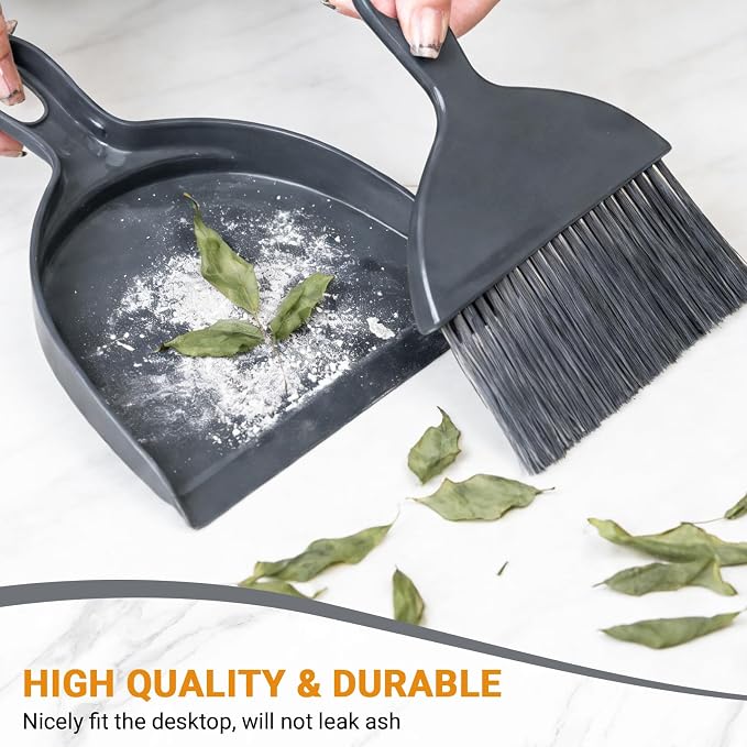 THINKLEARN 2PCS Small Dust Pan and Brush Set, Mini Broom and Dustpan Set - Image 2