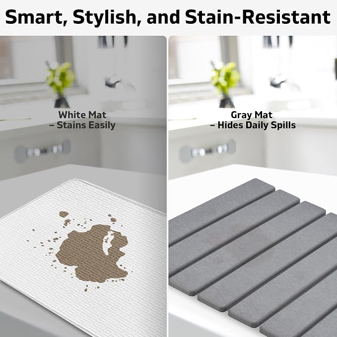 Stone Dish Drying Mat for Kitchen Counter – Collapsible 24"×16 Super Absorbent - Image 5