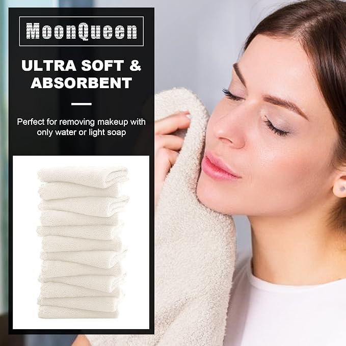 MOONQUEEN Microfiber Facial Cloths Fast Drying Washcloth 12 Pack - Image 2