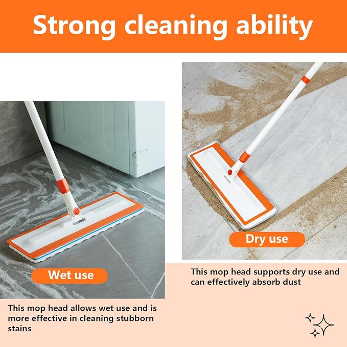 Magic Sponge Eraser Mop, 2 Microfiber Pad and 3 Magic Sponge Eraser Pads - Image 3